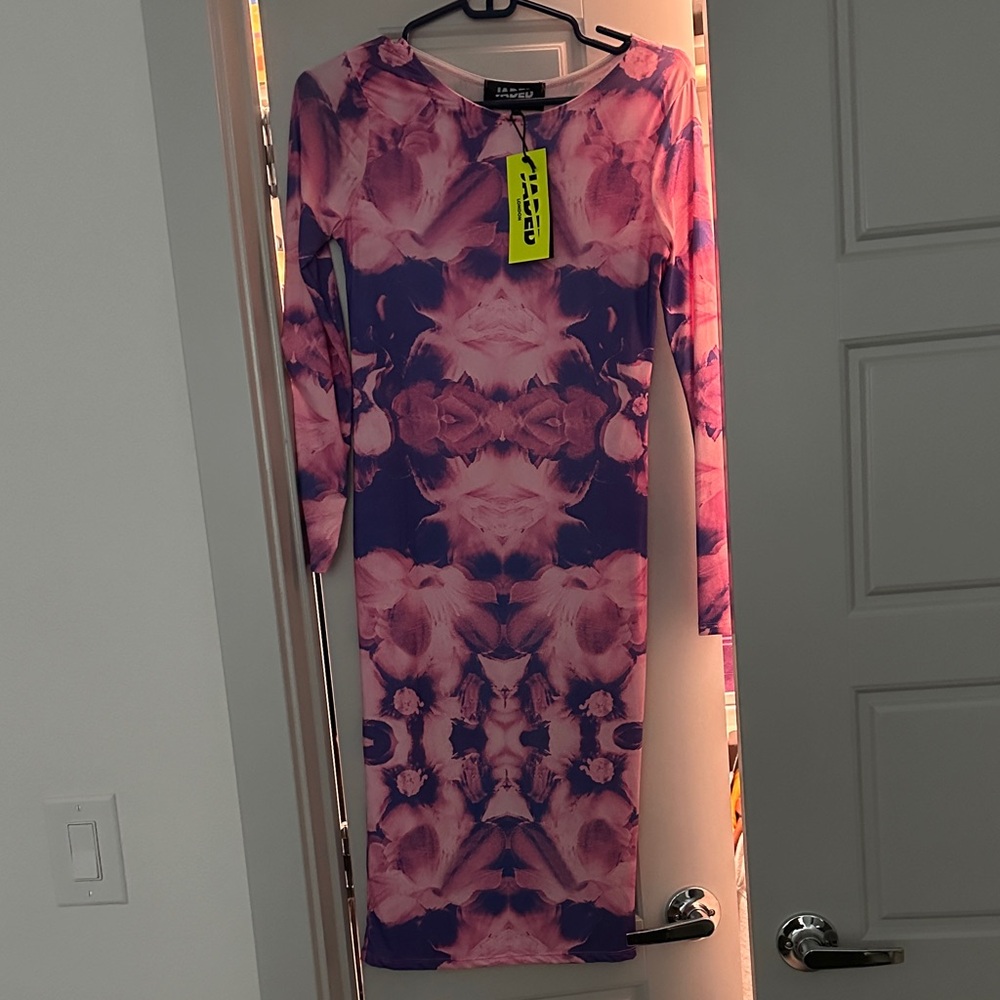 Jaded London Pink and Purple Long Sleeve Dress